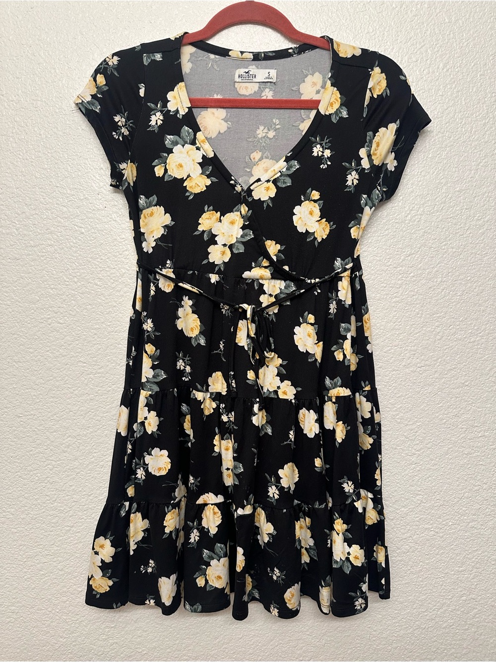 Hollister Black Mini Dress with Yellow Floral Print